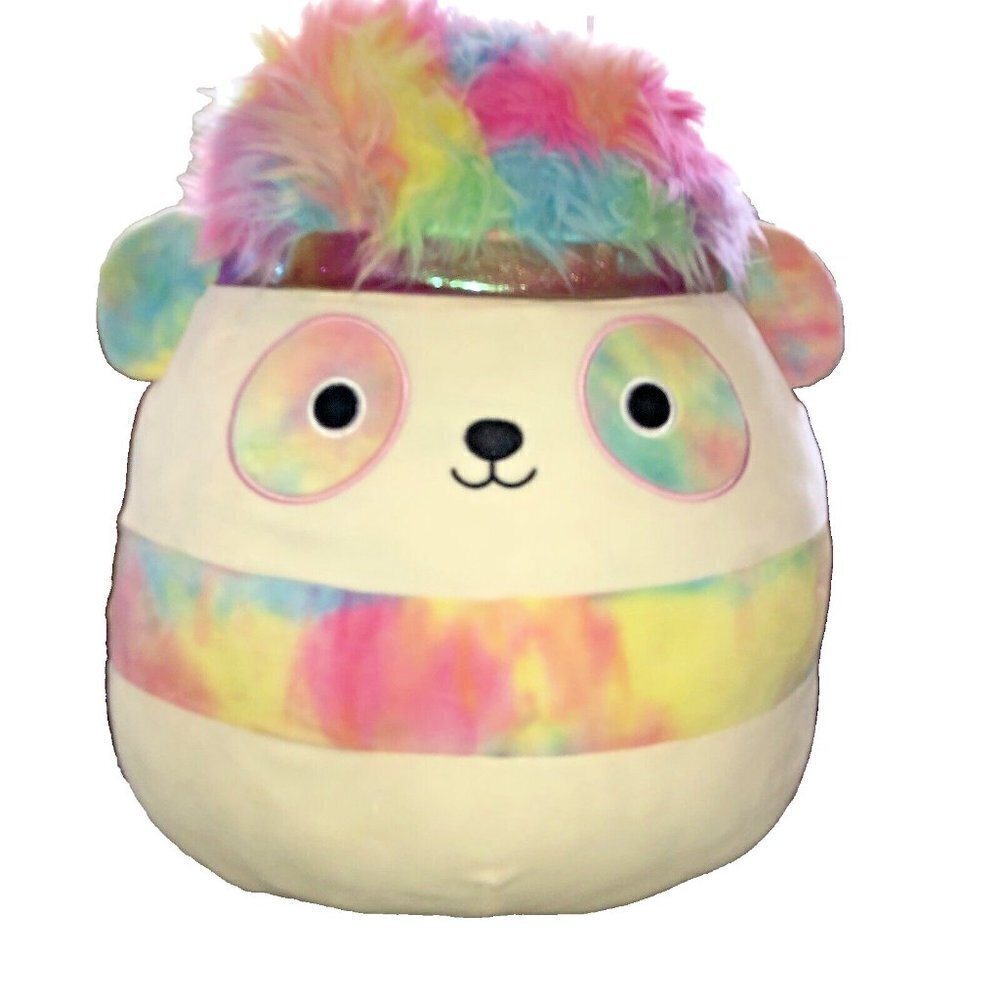 SQUISHMALLOWS 16" Pearson the Rainbow Tie Dye Panda Squish Doo Plush Doll